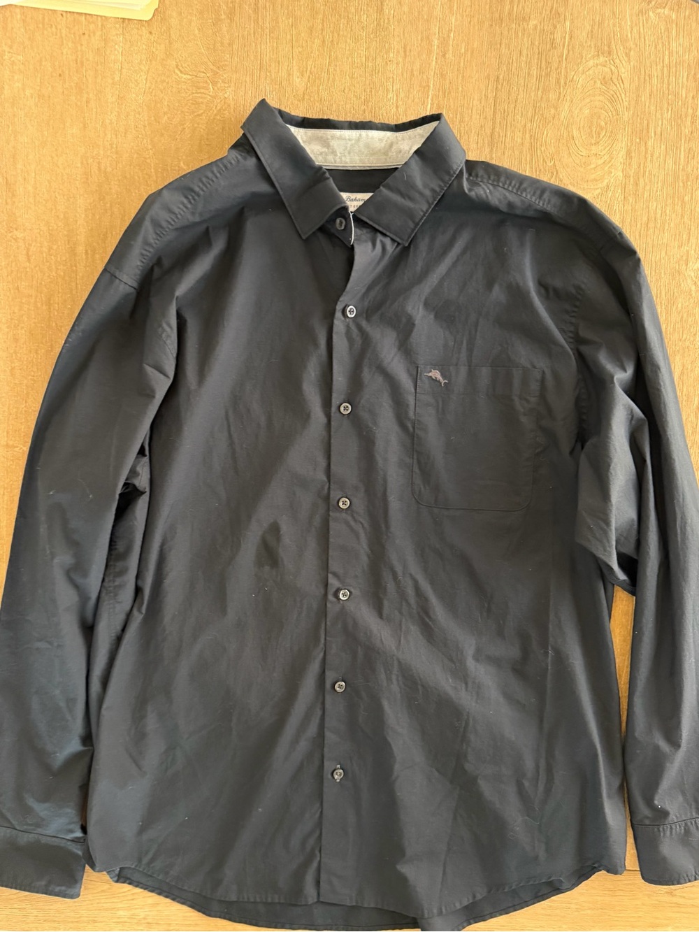 Tommy Bahama Newport Coast Black Button Down Shirt Men’s XXL  Long Sleeve Co